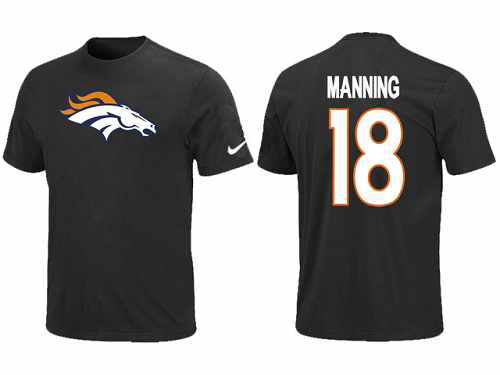 Nike Denver Broncos #18 Peyton Manning Name & Number NFL T-Shirt - Black